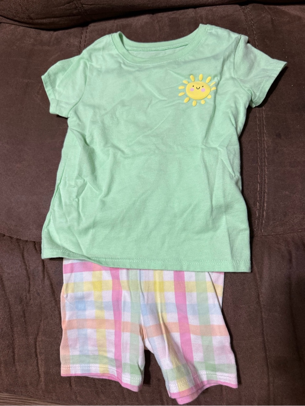 Mint Green Sun Short Pajama Set for Kids